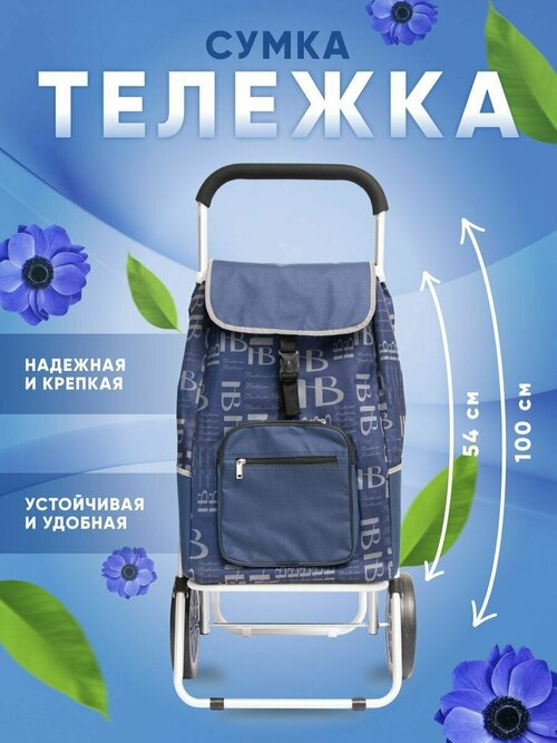 Сумка-тележка  825 синий, 50 л, 46х100х27 см, ручная кладь, синий