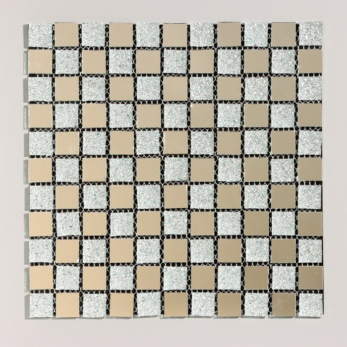 фото Панель самоклеящаяся 30*30см мозайка клетка серая 9933233