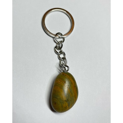 Брелок с натуральной яшмой 2.3, зеленый, бежевый