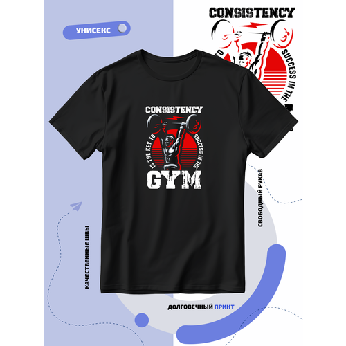 Футболка SMAIL-P consistency is the key to success in the gym, размер 3XS, черный