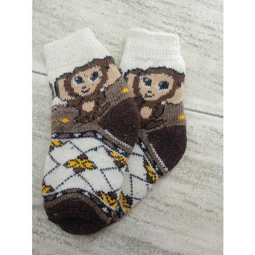 фото Носки размер 30, коричневый, белый для детей