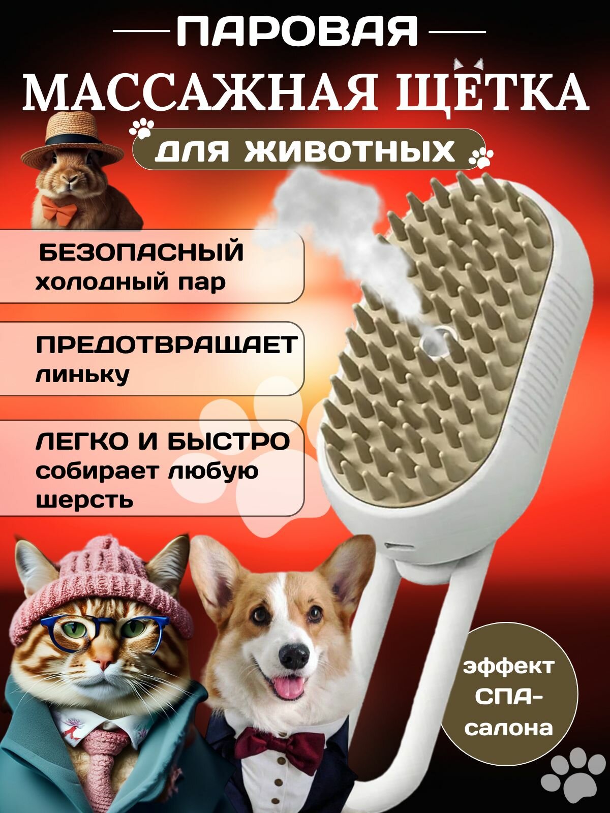 фото Паровая щетка расческа для кошек и собак