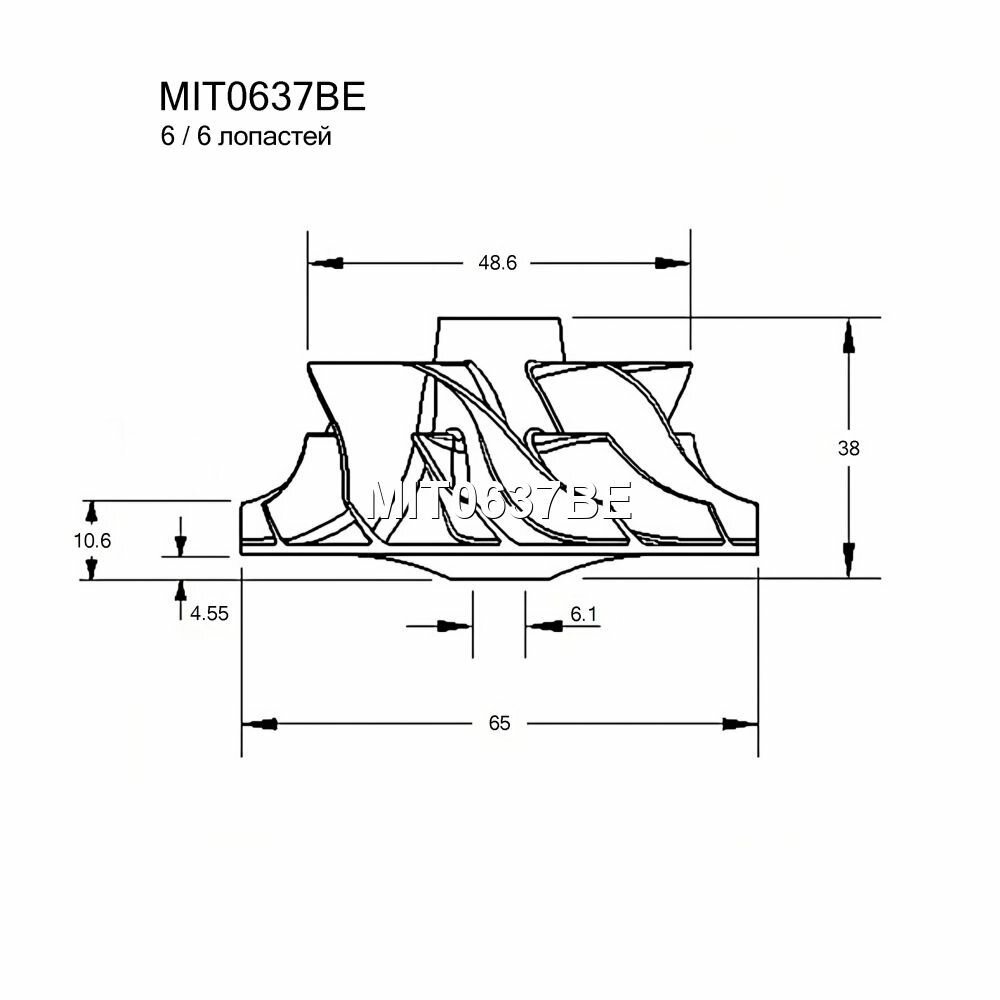 Крыльчатка турбокомпрессора для легковых автомобилей Krauf MIT0637BE — фото 1