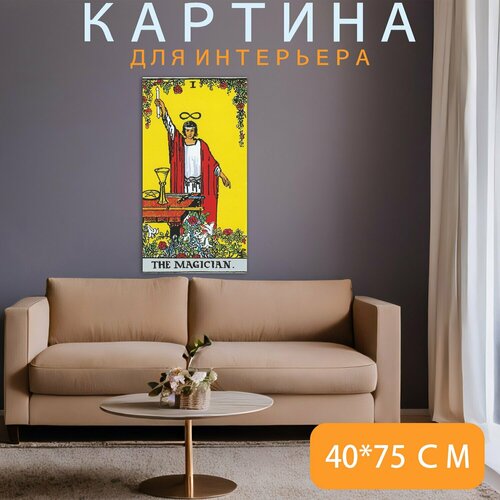 Картина на холсте "Волшебник, таро, старшие арканы" на подрамнике 40х75 см. для интерьера