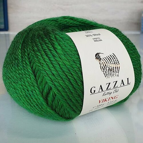 Пряжа Gazzal VIKING 4029 яр. зеленый (4 мотка)