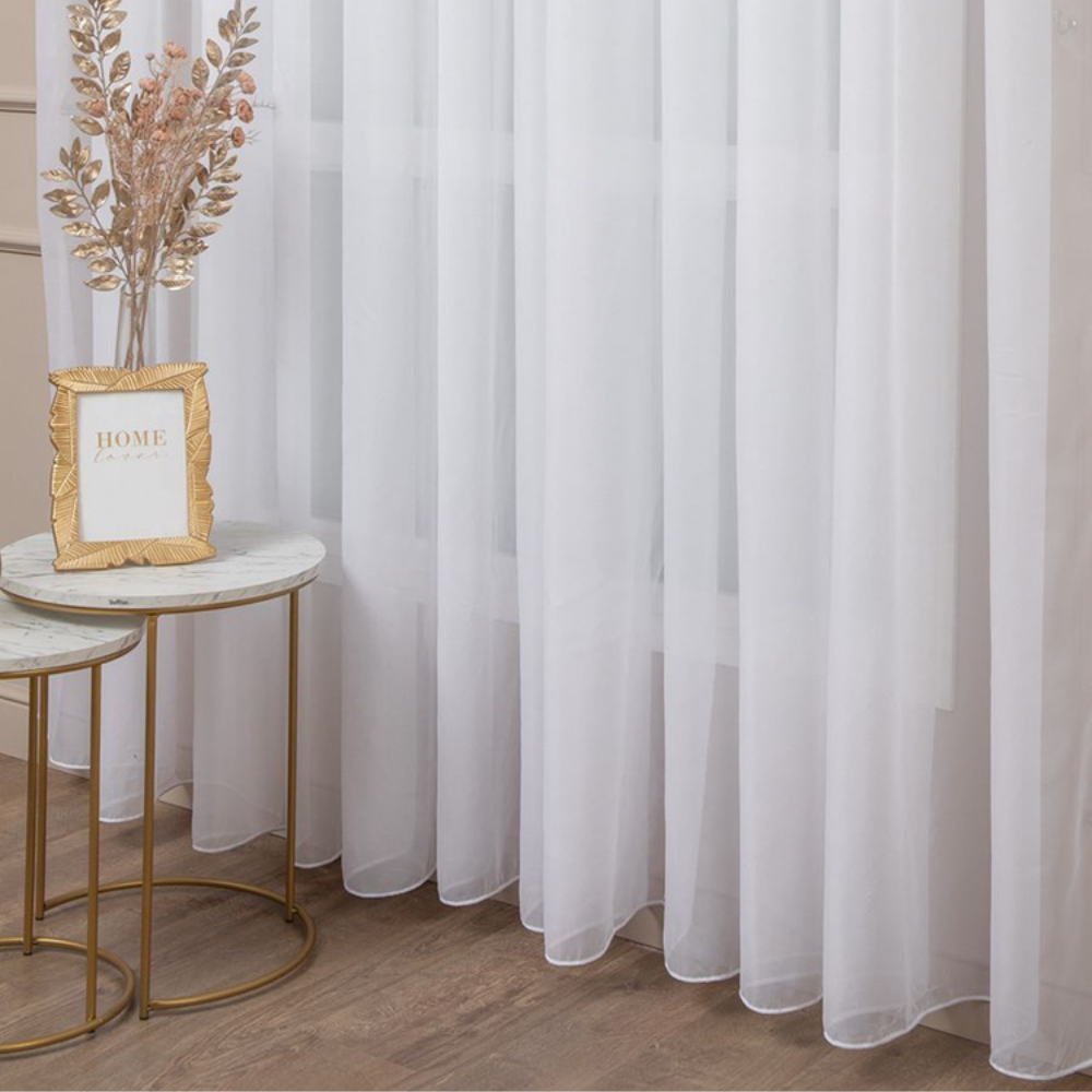 фото Тюль Вуаль с утяжителем белая/ Высота 270см Ширина 900см (2.7 м на 9.0 м ) Тюль для комнаты / Тюль для кухни / Тюль в гостиную / шторы