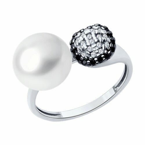 Кольцо Diamant online, серебро, 925 проба, жемчуг, фианит, шпинель