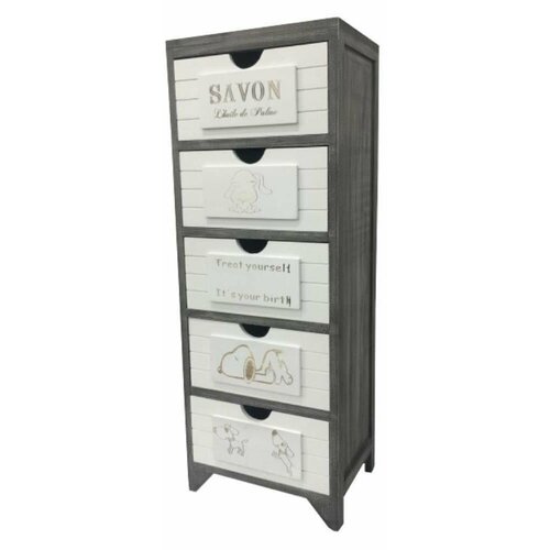 Комод с пятью ящиками ЭкоДизайн HX004 серыйбелый 9274₽