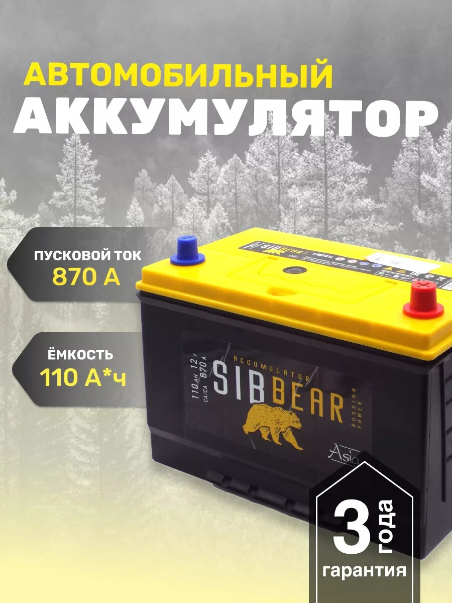 Аккумулятор автомобильный SIBBEAR ASIA 135D31L 110 А*ч о. п.