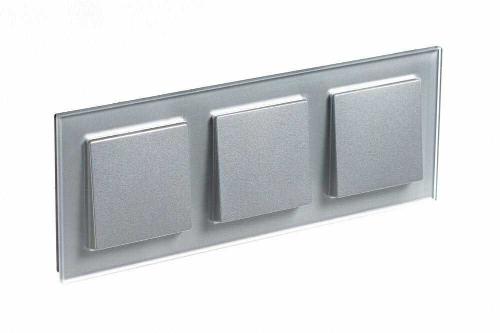 SE AtlasDesign Nature Стекло алюминий Рамка 3-ая, Systeme Electric, арт. ATN320303