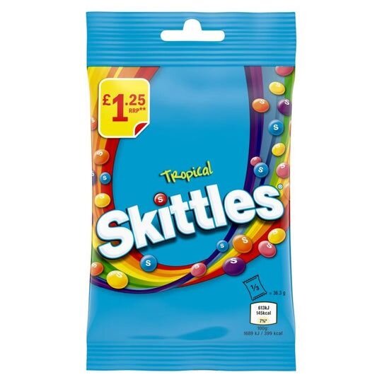 Skittles Tropical Pouch жевательные конфеты 109гр