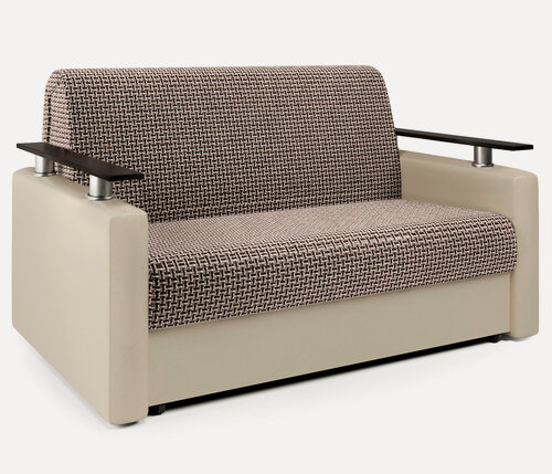 Изображение товара Диван-кровать, 100х194 см, прямой, раскладной, аккордеон, Корфу коричневый и экокожа беж