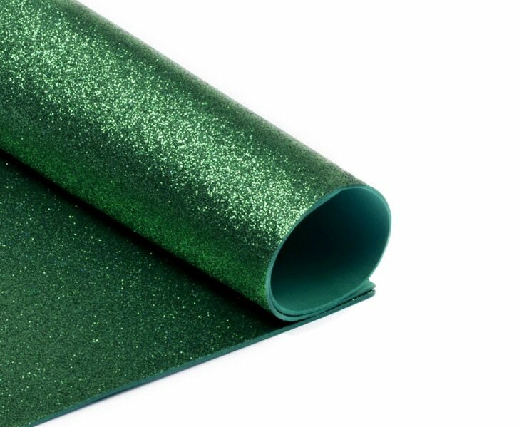 Фоамиран с глиттером, зеленый (H005), 2мм, 20*30см, 1шт