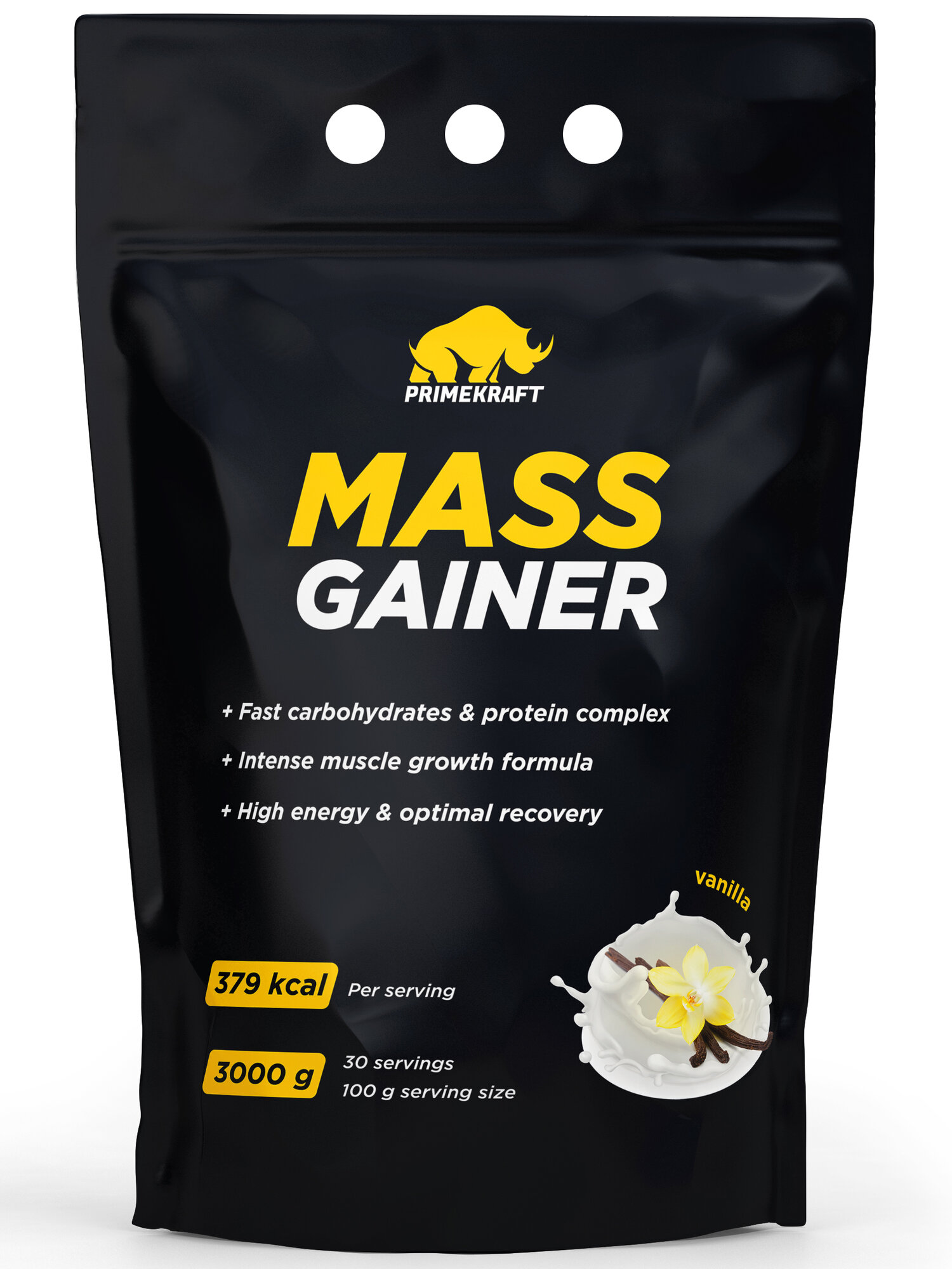 Гейнер для набора массы Prime Kraft Mass Gainer - 3000 грамм, ваниль