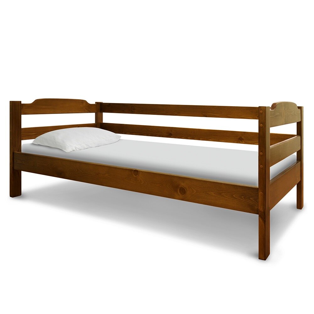 фото Кровать односпальная Пионер деревянная 90х200 см из массива дерева орех-2 Сосновый Дом