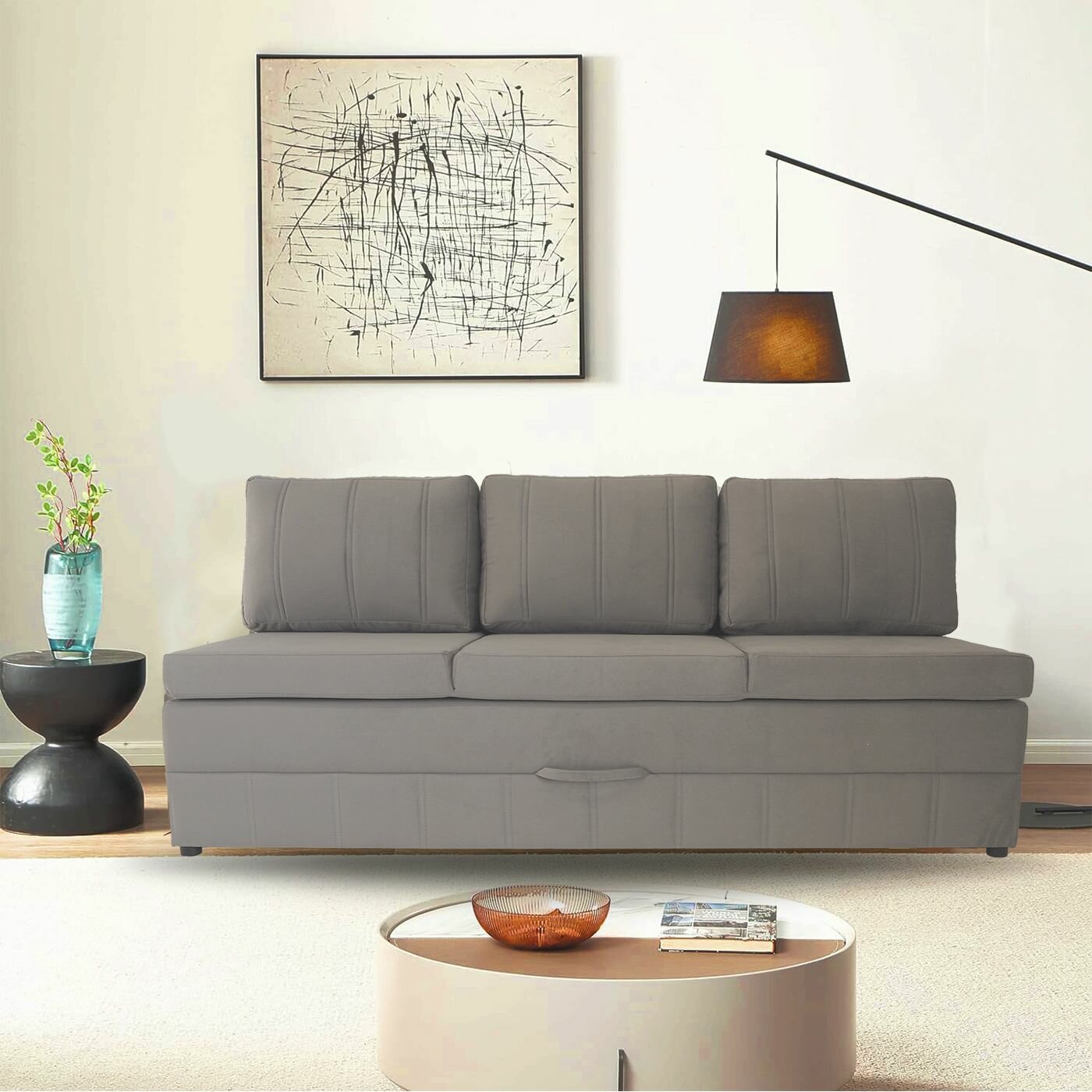 фото Диван-кровать раскладной прямой Лотос 11 NEW, серый, механизм еврокнижка, с ящиком для хранения, на ножках 200х80х85