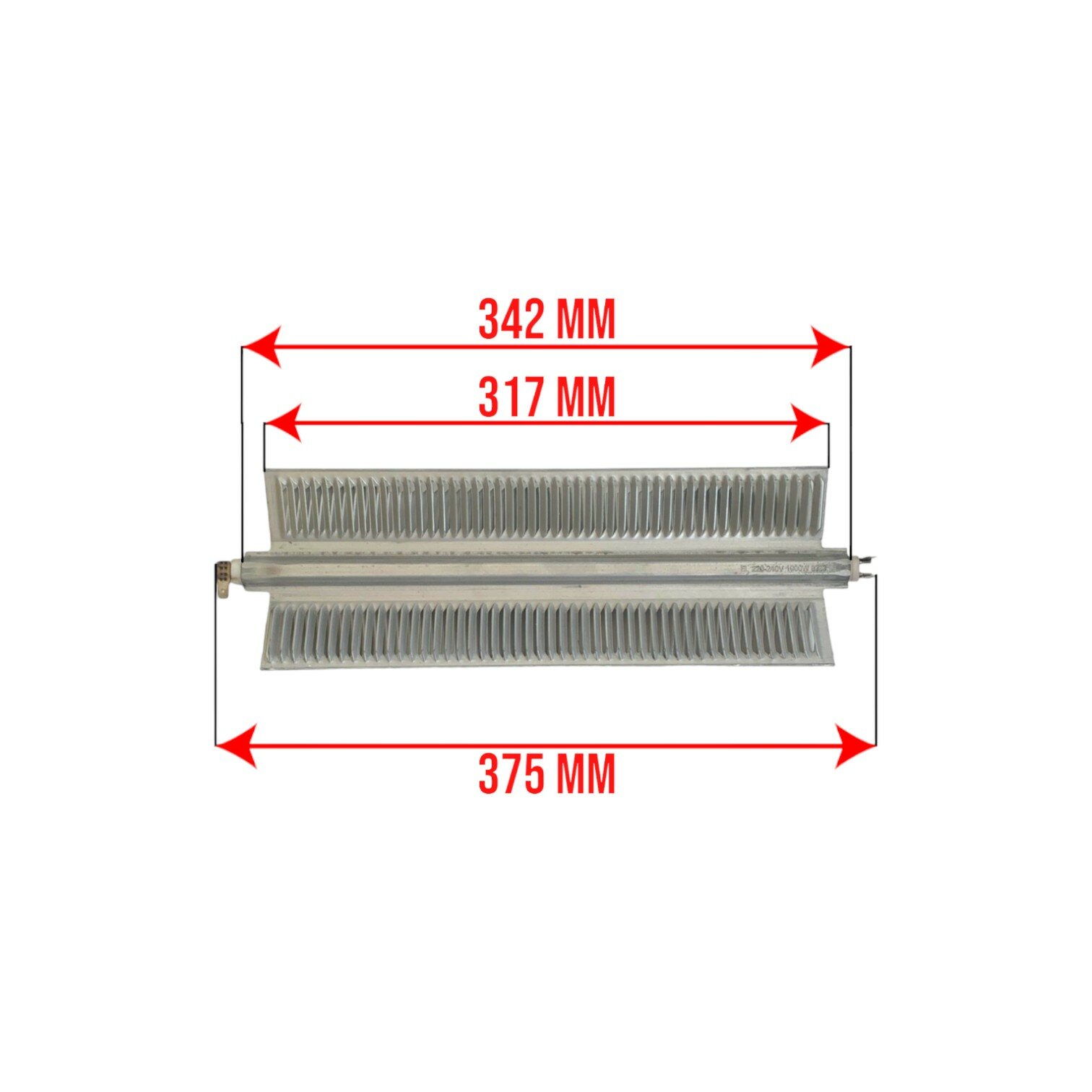 фото ТЭН конвекторный 1000W (500+500), клеммы под разъем, для Electrolux, Ballu