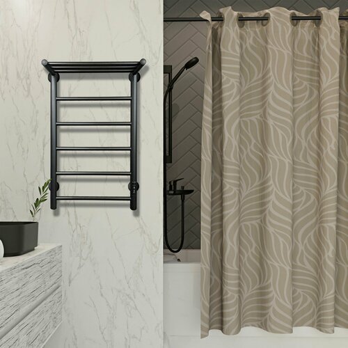 Полотенцесушитель электрический MySpace Joli Lux с полкой с терморегулятором скрытый монтаж черный 12600₽