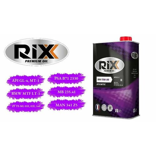 Масло трансмиссионное синтетическое RIXX TR V SAE 75W-80 API GL-4 1 л
