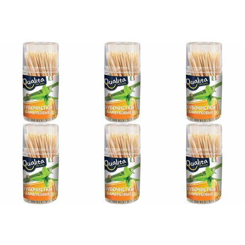 Зубочистки Qualita бамбуковые, 100 шт, 6 упаковок