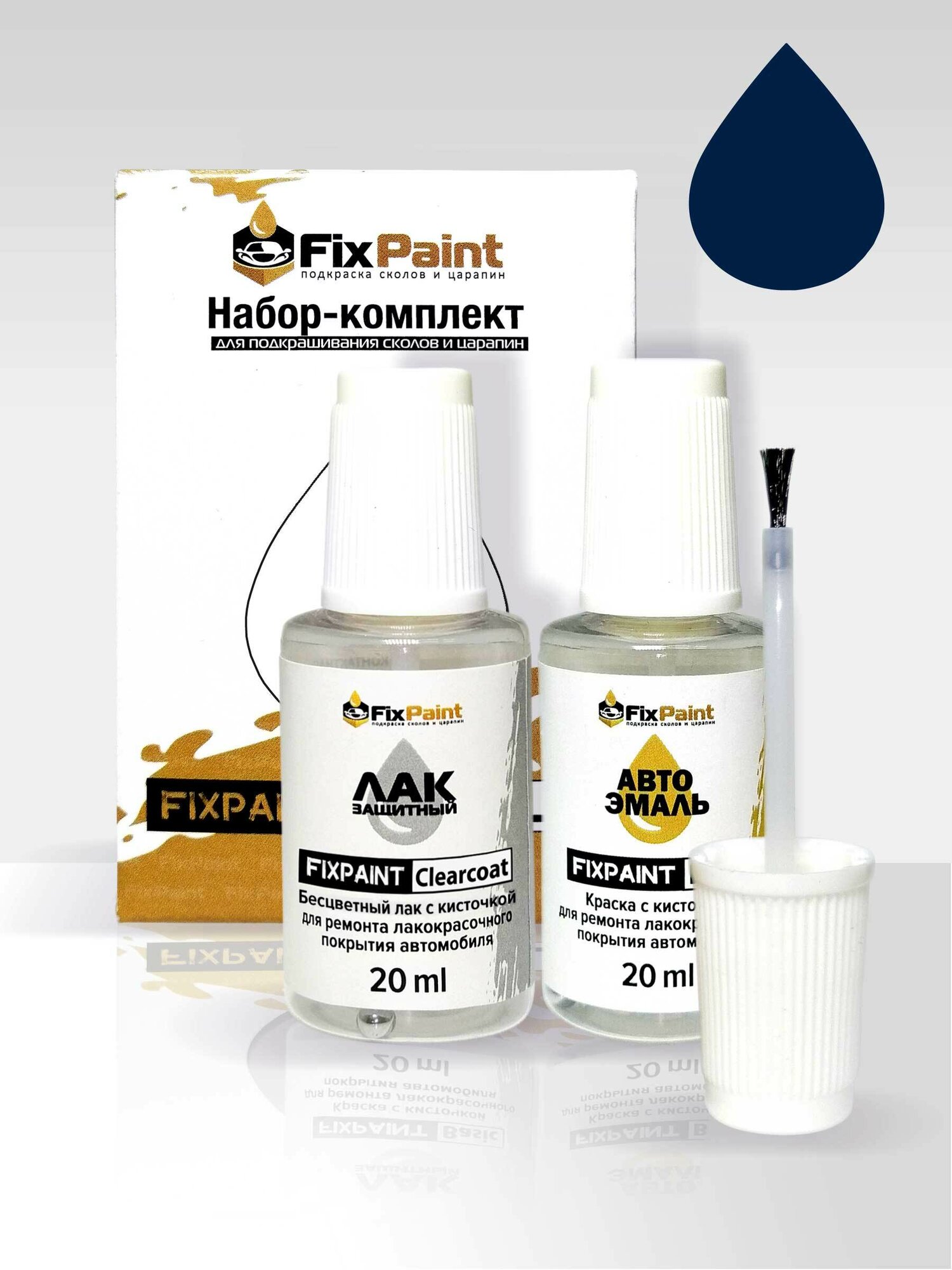 Подкраска RENAULT, код J48, BLEU OLERON солид, набор FixPaint Double, краска и лак для подкраски сколов и царапин