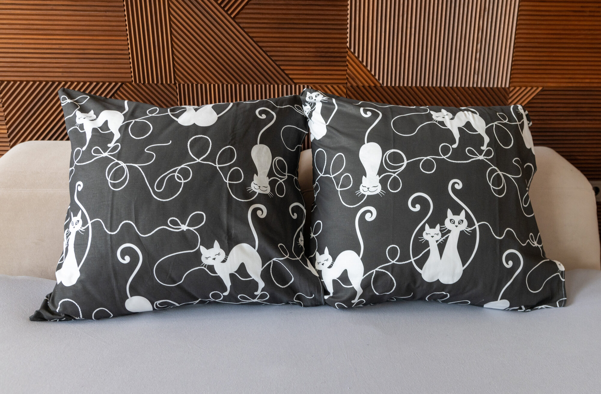 Комплект наволочек котофей основа из перкаля 70х70 см от Alice Textile, 2 штуки