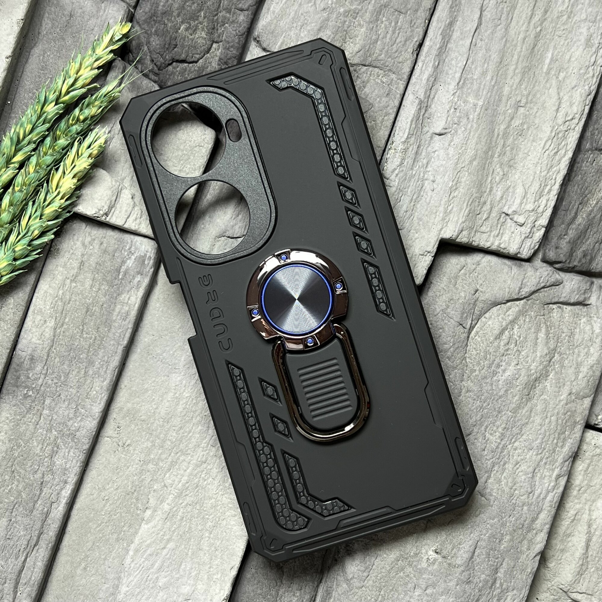 фото Чехол противоударный для Huawei Nova 12 SE ( Хуавей Нова 12 СЕ ) с функцией подставки, с кольцом-держателем, ударопрочный, усиленный, черный