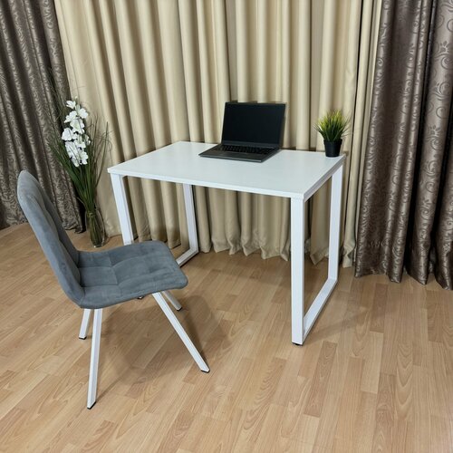 Изображение товара Компьютерный стол лофт Белый 100*60 см. Белые ножки