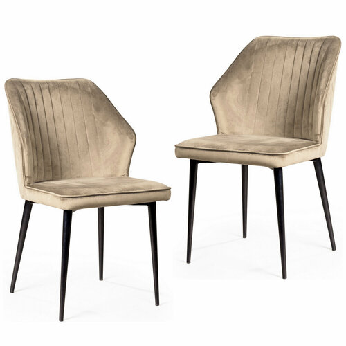 Комплект стульев Хадсон (Barhat), дерево, велюр, бежевый, 2 шт.