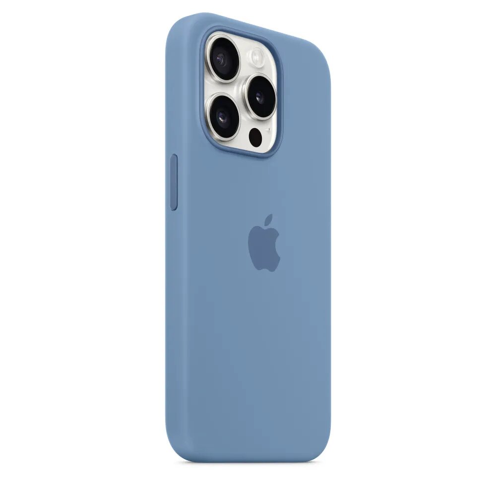 Чехол силиконовый MagSafe для iPhone 15 Pro Winter Blue с анимацией NFC, Silicone case MagSafe для айфон 15 про - Морозный синий — фото 1