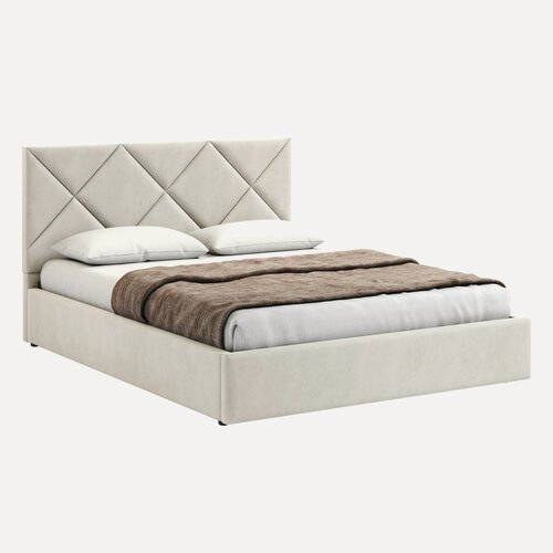 Изображение товара Кровать GALAXY Венера-6, двуспальная 180x200, подъемный механизм, с ящиком, молочный велюр (Bone)