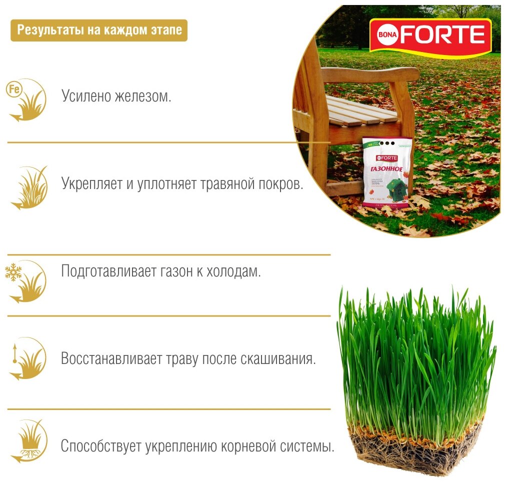 Удобрение комплексное Бона Форте с микроэлементами газон осень (5 кг) — фото 1
