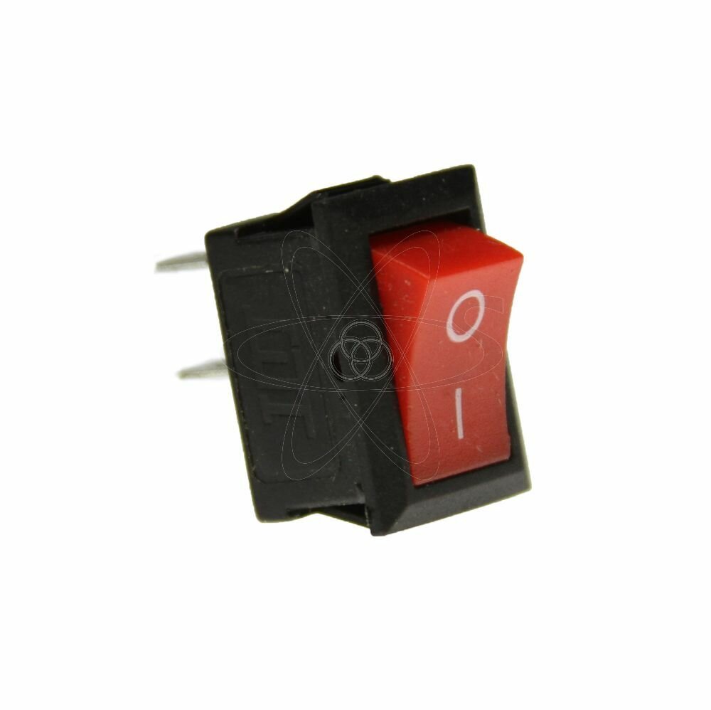 Тумблер клавишный KCD1 прямоуг. 6А 2 ножки красный