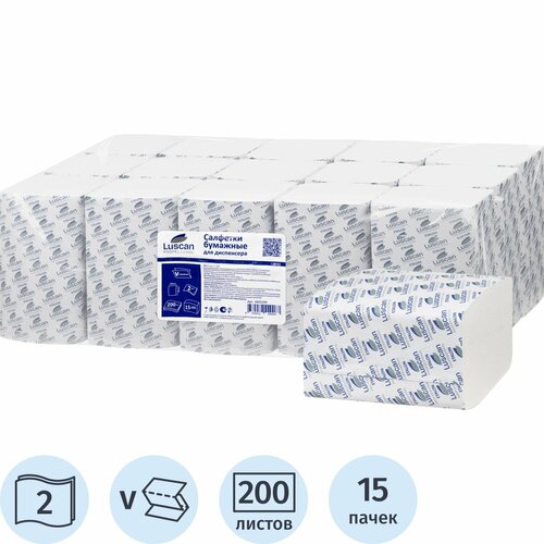 Салфетки бумажные Luscan Professional N4 2сл 200л 15пачуп 2890₽