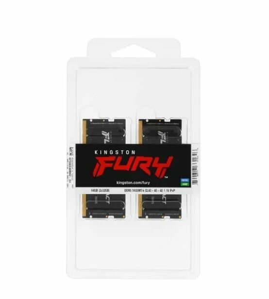 Оперативная память KINGSTON FURY Impact SODIMM DDR5 64GB (2x32GB) 5600 MHz (KF556S40IBK2-64) — фото 1