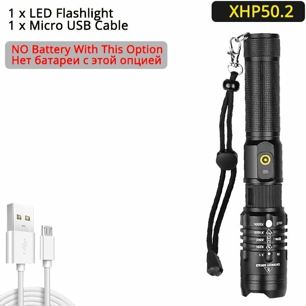 Фонарик Yifanao XHP50.2 60000 Лм, XHP50.2 A, Черный