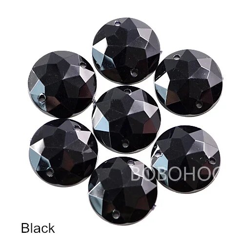 Стразы акриловые для декора, 8mm 100pcs, Черный
