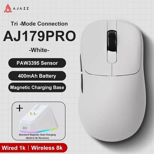 фото Ajazz apex paw3950 беспроводная игровая мышь, aj179pro-white logitech
