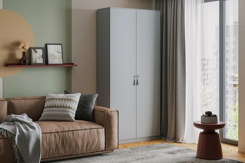 Изображение товара Шкаф распашной МебельЛэнд24 Монтана - 2 Стальной Серый 80x40x210 для одежды двухдверный