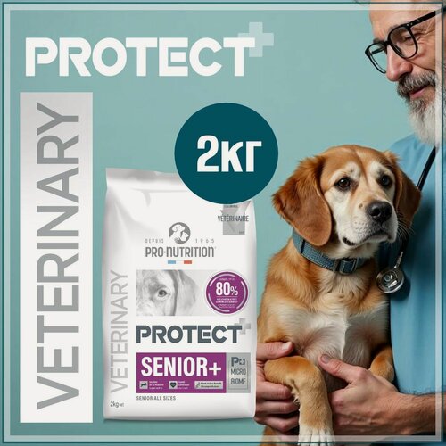 Изображение товара Сухой лечебный корм для пожилых собак Flatazor Protect+ Senior+, ветеринарная диета, замедляет процессы старения, поддержка кожи при дерматозе и выпадении шерсти, здоровье почек, без глютена, Франция, 2 кг
