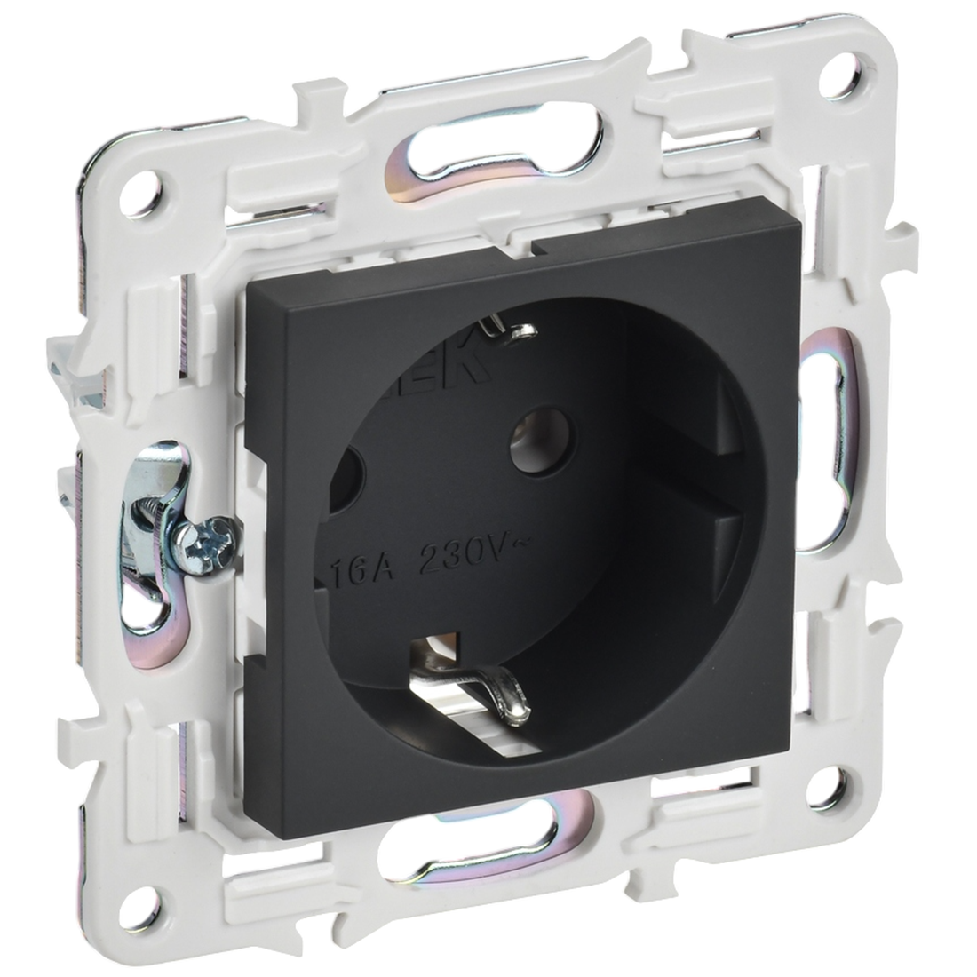 Механизм розетки IEK SKANDY с заземлением 16А графит SK-R05G SK-R11-16-K53