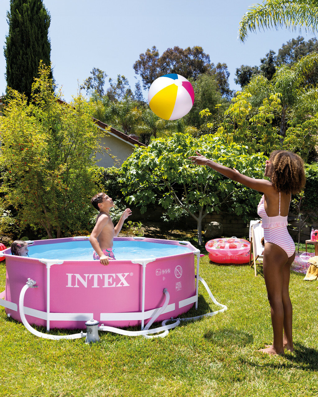 Бассейны Каркасный бассейн Intex Metal Frame 244*76 см, розовый. Для взрослых и детей от 6 лет