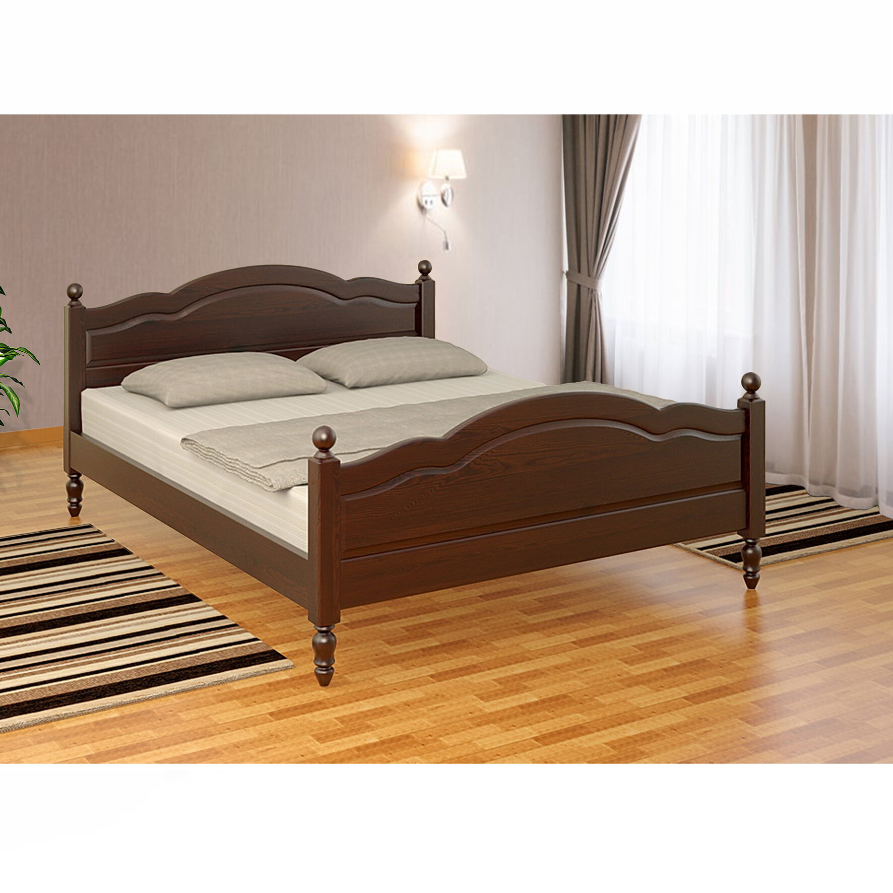 Кровать "Герцог" из массива сосны 90x200 см, Итальянский орех 3