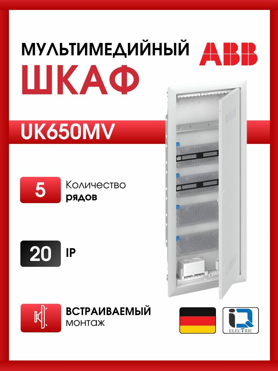 Шкаф мультимедийный с дверью с вентиляционными отверстиями и DIN-рейкой (5 рядов) ABB UK650MV 2 2CPX031393R9999