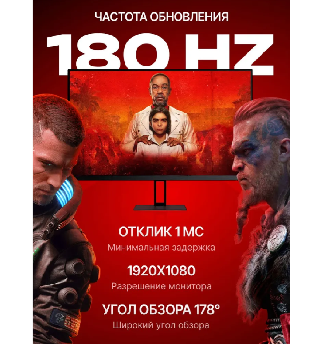 Монитор игровой для компьютера Redmi Display G24 23.8" + EU Вилка (P24FCA) — фото 1