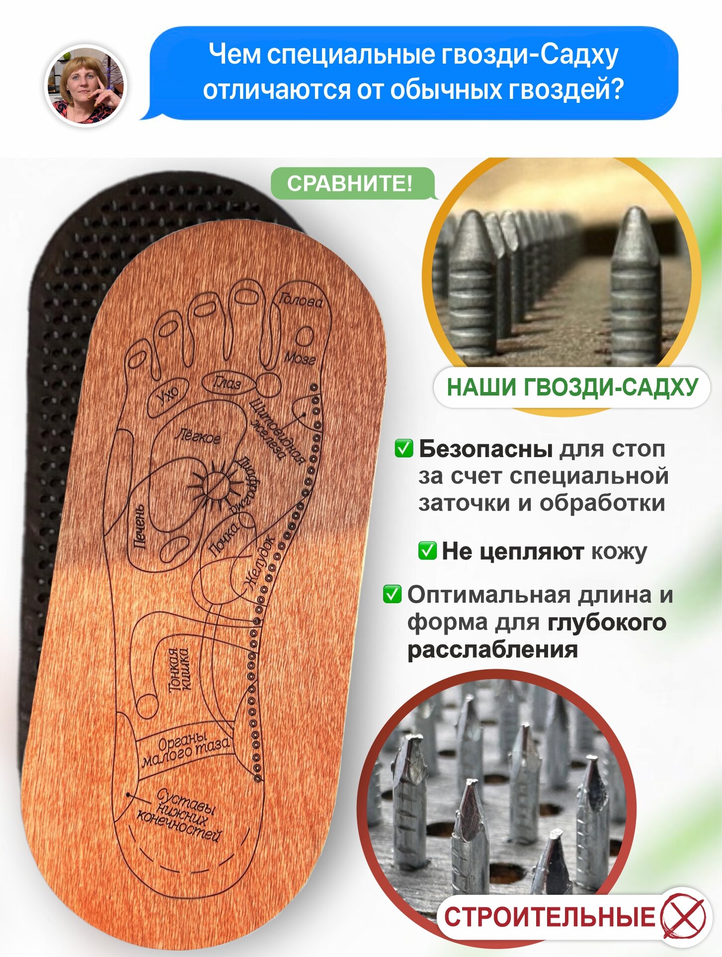 Доски Садху Ligar Sadhu "Карта здоровья" цвет вишня, для начинающих 8 мм / гвозди для йоги — фото 1