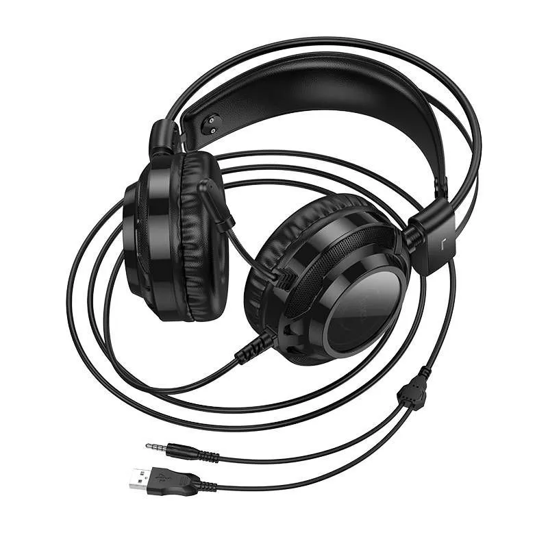 Наушники проводные Hoco W110 Resource, 40 мм, USB и 3.5 мм, кабель 2-в-1, для ПК и ноутбуков — фото 1
