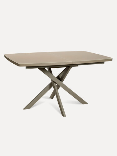 Изображение товара Стол стеклянный раздвижной DALLAS 140 CAP GLASS на металлокаркасе, столешница закаленное стекло, цвет капучино (глянец), 140(180)х85 см