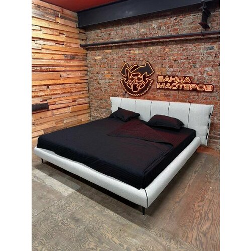 Кровать двуспальная Кэнди Банда Мастеров, синяя рогожка, 140x200 см