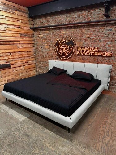 Изображение товара Кровать двуспальная Кэнди Банда Мастеров, Джаз-01 кремовая рогожка, 160x200 см